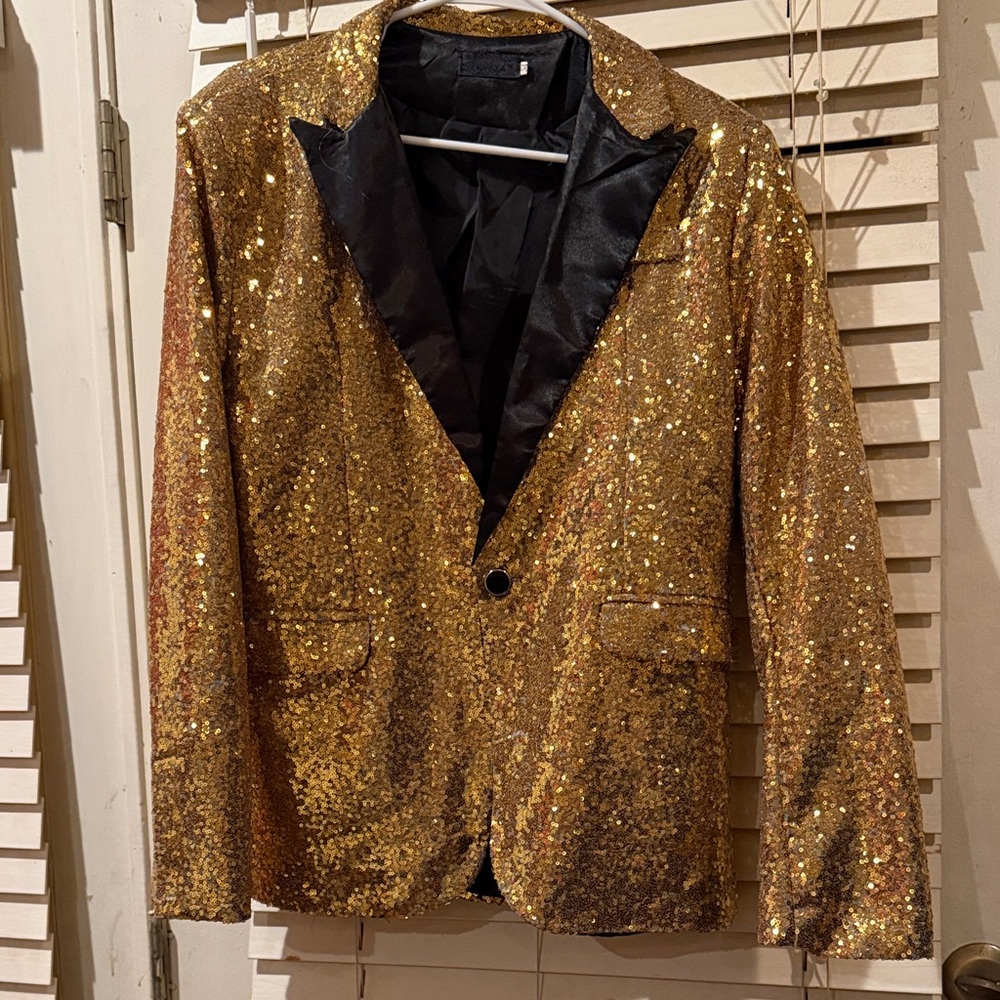 Gold Sequin Blazer for Men